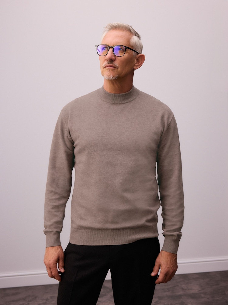 Grège foncé - Uni - Coupe classique Soft Touch Premium Knitted Col rond Pull - Image 2 of 6