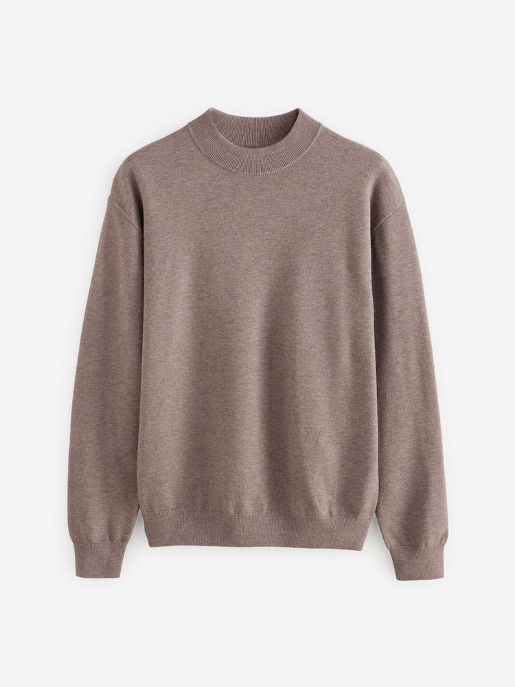Grège foncé - Uni - Coupe classique Soft Touch Premium Knitted Col rond Pull - Image 4 of 6
