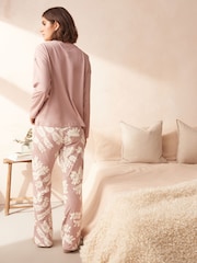 Pink Leaf 100% Cotton Long Sleeve Pyjamas - Image 2 of 8