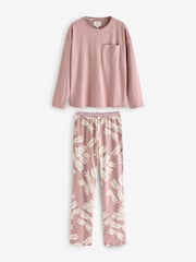 Pink Leaf 100% Cotton Long Sleeve Pyjamas - Image 5 of 8