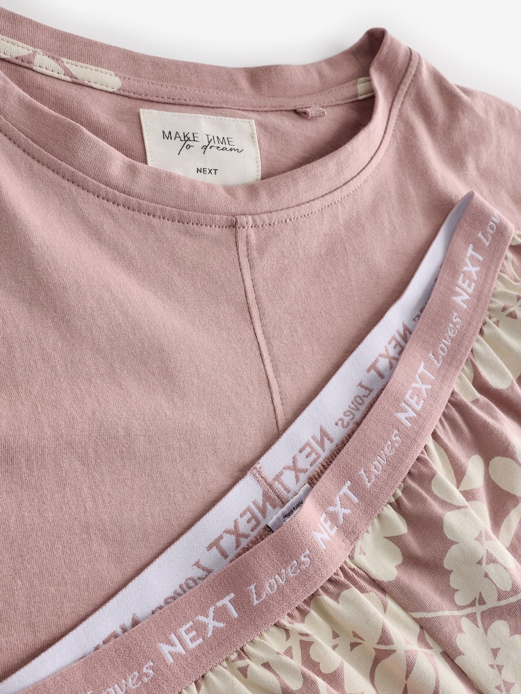 Pink Leaf 100% Cotton Long Sleeve Pyjamas - Image 8 of 8
