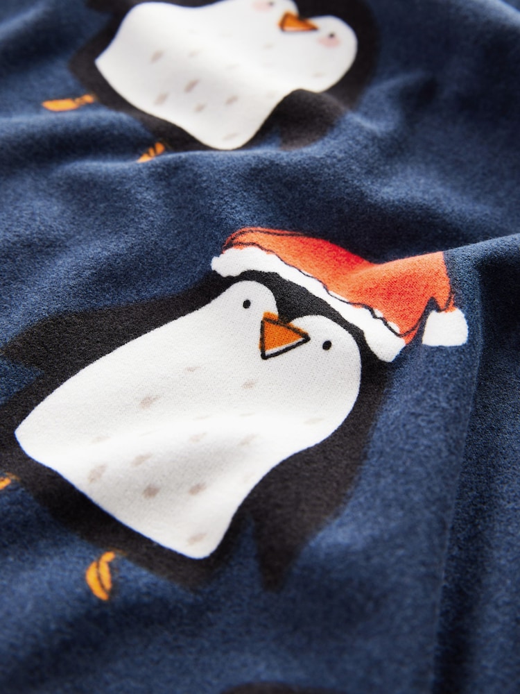 Navy Blue Matching Family Womens Christmas Penguin Pyjamas - Image 10 of 10