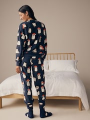 Navy Blue Matching Family Womens Christmas Penguin Pyjamas - Image 3 of 10