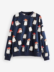 Navy Blue Matching Family Womens Christmas Penguin Pyjamas - Image 6 of 10
