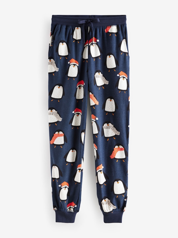 Navy Blue Matching Family Womens Christmas Penguin Pyjamas - Image 7 of 10