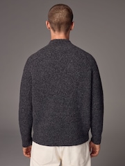 Charcoal Grey Regular Fit Premium Soufflé Crew Jumper with Wool - Image 3 of 7