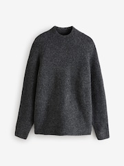 Charcoal Grey Regular Fit Premium Soufflé Crew Jumper with Wool - Image 5 of 7