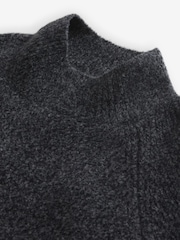 Charcoal Grey Regular Fit Premium Soufflé Crew Jumper with Wool - Image 6 of 7
