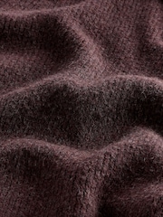 Burgundy Red Relaxed Fit Premium Soft Touch Quarter Zip Jumper with Wool - Image 8 of 8