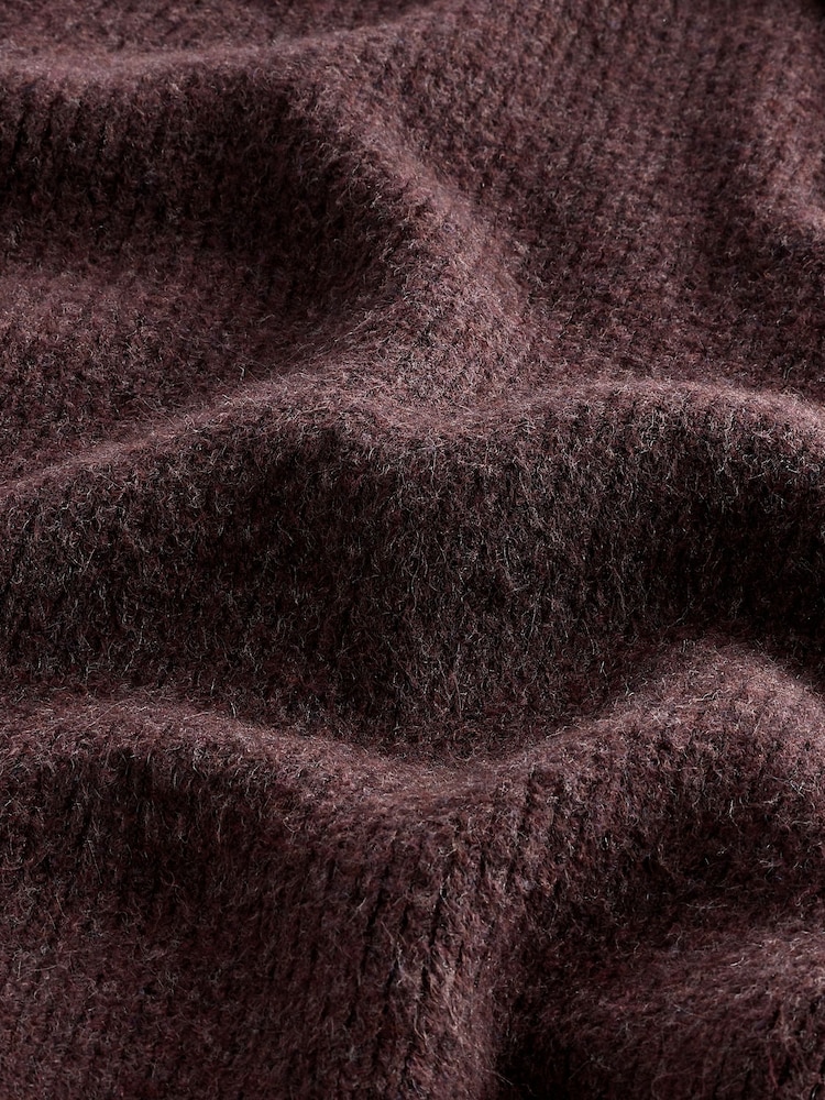 Burgundy Red Relaxed Fit Premium Soft Touch Quarter Zip Jumper with Wool - Image 8 of 8