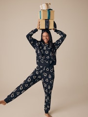 Black/White Matching Family Womens Christmas Tree 100% Cotton Pyjamas - Image 4 of 9