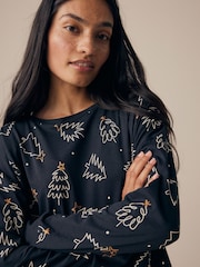 Black/White Matching Family Womens Christmas Tree 100% Cotton Pyjamas - Image 6 of 9