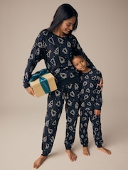 Black/White Matching Family Womens Christmas Tree 100% Cotton Pyjamas - Image 9 of 9