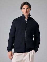 Mornarsko modra - v standardnem kroju Rib pulover with Wool - Slika 1 iz 7