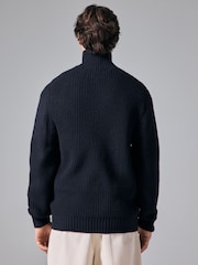 Mornarsko modra - v standardnem kroju Rib pulover with Wool - Slika 3 iz 7