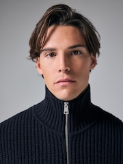 Mornarsko modra - v standardnem kroju Rib pulover with Wool - Slika 4 iz 7