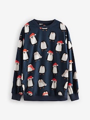 Navy Blue Matching Family Maternity Christmas Penguin Pyjamas - Image 6 of 10