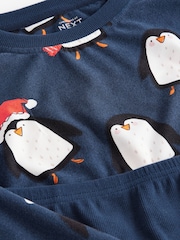 Navy Blue Matching Family Maternity Christmas Penguin Pyjamas - Image 9 of 10