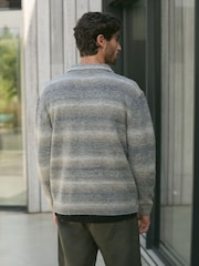 Grey Relaxed Fit Ombré Knit Shacket - Image 2 of 9