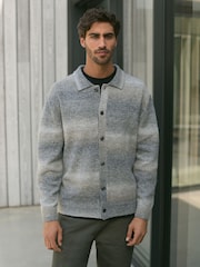 Grey Relaxed Fit Ombré Knit Shacket - Image 3 of 9
