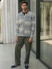 Grey Relaxed Fit Ombré Knit Shacket - Image 4 of 9