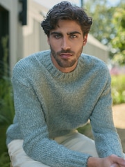 Blue Relaxed Fit Textured Jumper - Image 1 of 8
