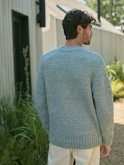 Blue Relaxed Fit Textured Jumper - Image 3 of 8
