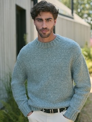 Blue Relaxed Fit Textured Jumper - Image 4 of 8
