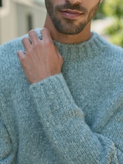 Blue Relaxed Fit Textured Jumper - Image 5 of 8