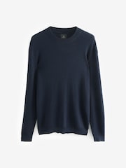 Mornarsko modra - v standardnem krogu Teksturiran pulover s TENCEL-om™ - Slika 5 iz 7