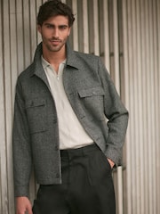 رمادي ثلجي - Regular Fit Textured Knit Quarter Zip Polo Shirt - صورة 3 من 8