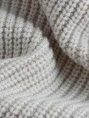 Ecru White Regular Fit Rib Quarter Zip Jumper with Wool - Image 8 of 9