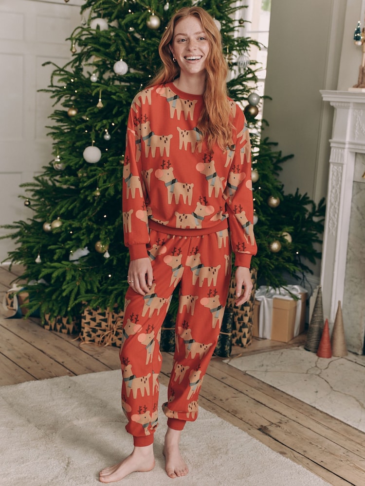 Red Matching Family Womens Christmas Reindeer Pyjamas - Image 1 of 10