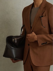 Reiss Tobacco Brown Kin Single-Breasted Linen Suit Blazer Slim Fit - Image 3 of 7