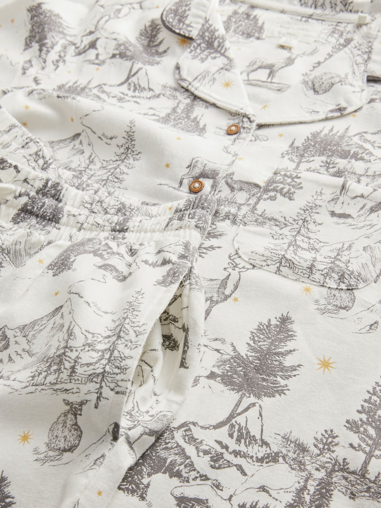 Grey Womens 100% Cotton Matching Family Christmas Mountain Print Pyjamas - Image 10 of 10