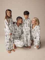 Grey Womens 100% Cotton Matching Family Christmas Mountain Print Pyjamas - Image 2 of 10