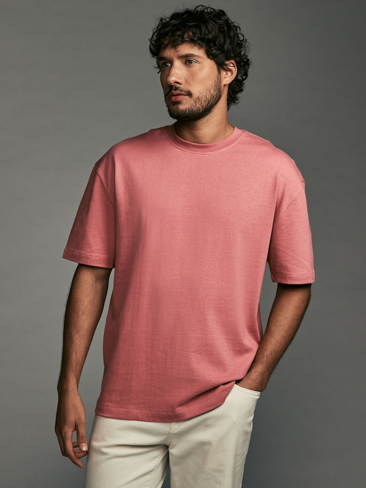 Rosado - Corte amplio - Camiseta de tejido grueso - Imagen 1 de 7 Rosado - Corte amplio - Camiseta de tejido grueso - Imagen 1 de 7