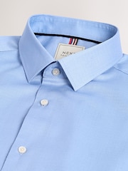 Weiß/Blau - Easy Care Textured Slim Fit Single Cuff Smart Shirts 2 Pack - Image 11 of 13