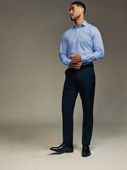 Weiß/Blau - Easy Care Textured Slim Fit Single Cuff Smart Shirts 2 Pack - Image 4 of 13