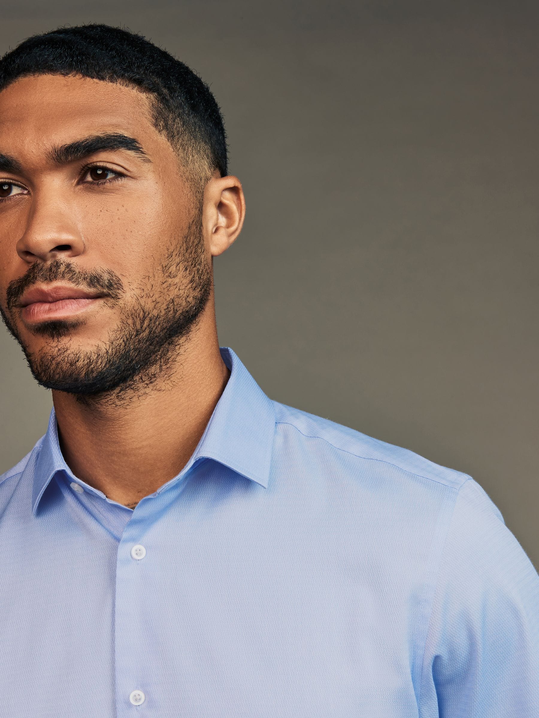 Buy White/Blue Easy Care Textured Slim Fit Single Cuff Shirts 2 Pack from  the Next UK online shop