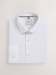Weiß/Blau - Easy Care Textured Slim Fit Single Cuff Smart Shirts 2 Pack - Image 8 of 13