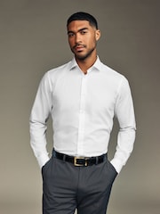 Blanc/Bleu - Chemises intelligentes Slim Fit Easy Care Textured Single Cuff 3 Pack - Image 2 de 17