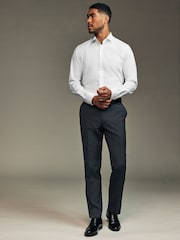Blanc/Bleu - Chemises intelligentes Slim Fit Easy Care Textured Single Cuff 3 Pack - Image 5 de 17