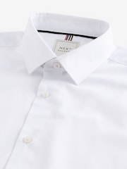 Blanc - Chemises intelligentes texturées faciles d'entretien, coupe slim à poignet simple 2 Pack - Image 10 de 11