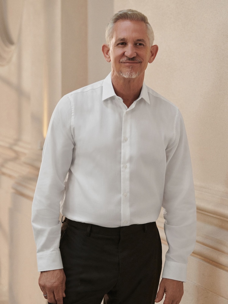 Bela - v standardnem kroju tekstured 100% bombaž poplin dolg rokav; z dolgimi rokavi z enojno manšeto srajce With Cutaway Collar - Slika 1 iz 7 Bela - v standardnem kroju tekstured 100% bombaž poplin dolg rokav; z dolgimi rokavi z enojno manšeto srajce With Cutaway Collar - Slika 1 iz 7