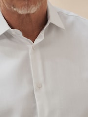 Bela - v standardnem kroju tekstured 100% bombaž poplin dolg rokav; z dolgimi rokavi z enojno manšeto srajce With Cutaway Collar - Slika 3 iz 7