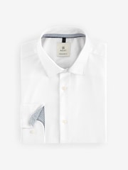 Bela - v standardnem kroju tekstured 100% bombaž poplin dolg rokav; z dolgimi rokavi z enojno manšeto srajce With Cutaway Collar - Slika 5 iz 7
