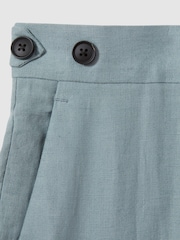 Reiss Aqua Blue Kin Linen Tapered Trousers Slim-Fit - Image 4 of 5