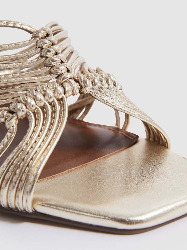 Reiss Gold Harriet Leather Knot Detail Mules - Image 5 of 5 Reiss Gold Harriet Leather Knot Detail Mules - Image 5 of 5