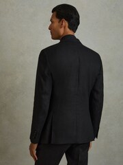 Reiss Black Kin Single-Breasted Linen Suit Blazer Slim Fit - Image 5 of 7